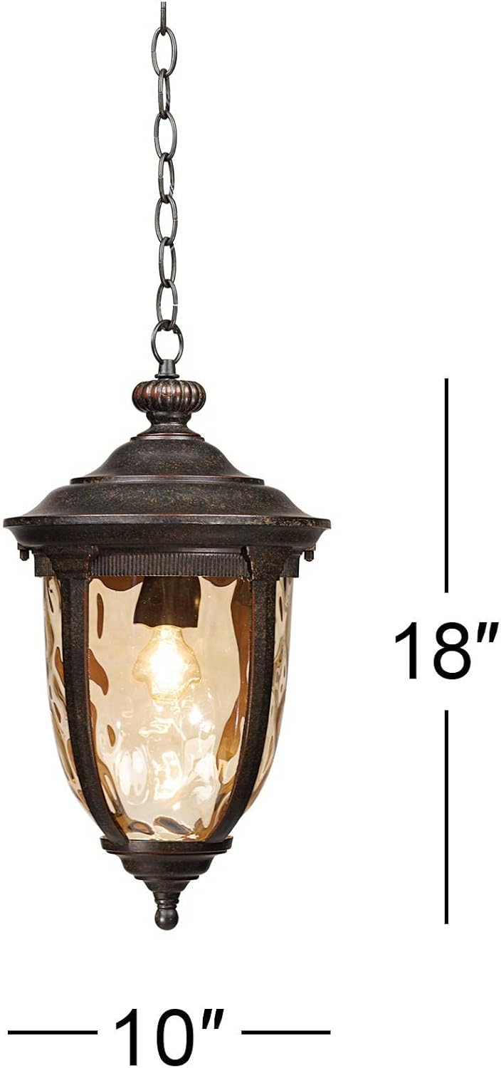 Bronze Hammered Glass Outdoor Pendant