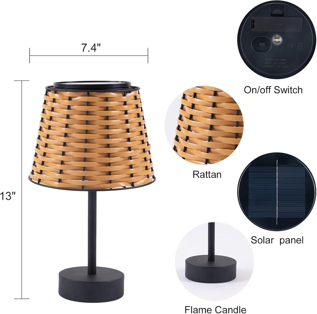 Brown Rattan Solar Table Lamp