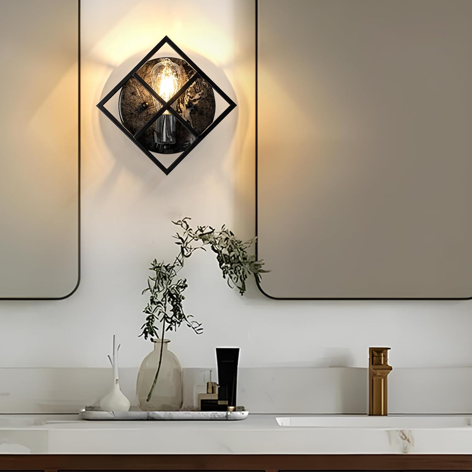 Marble Texture Black Wall Sconce 1 Pack