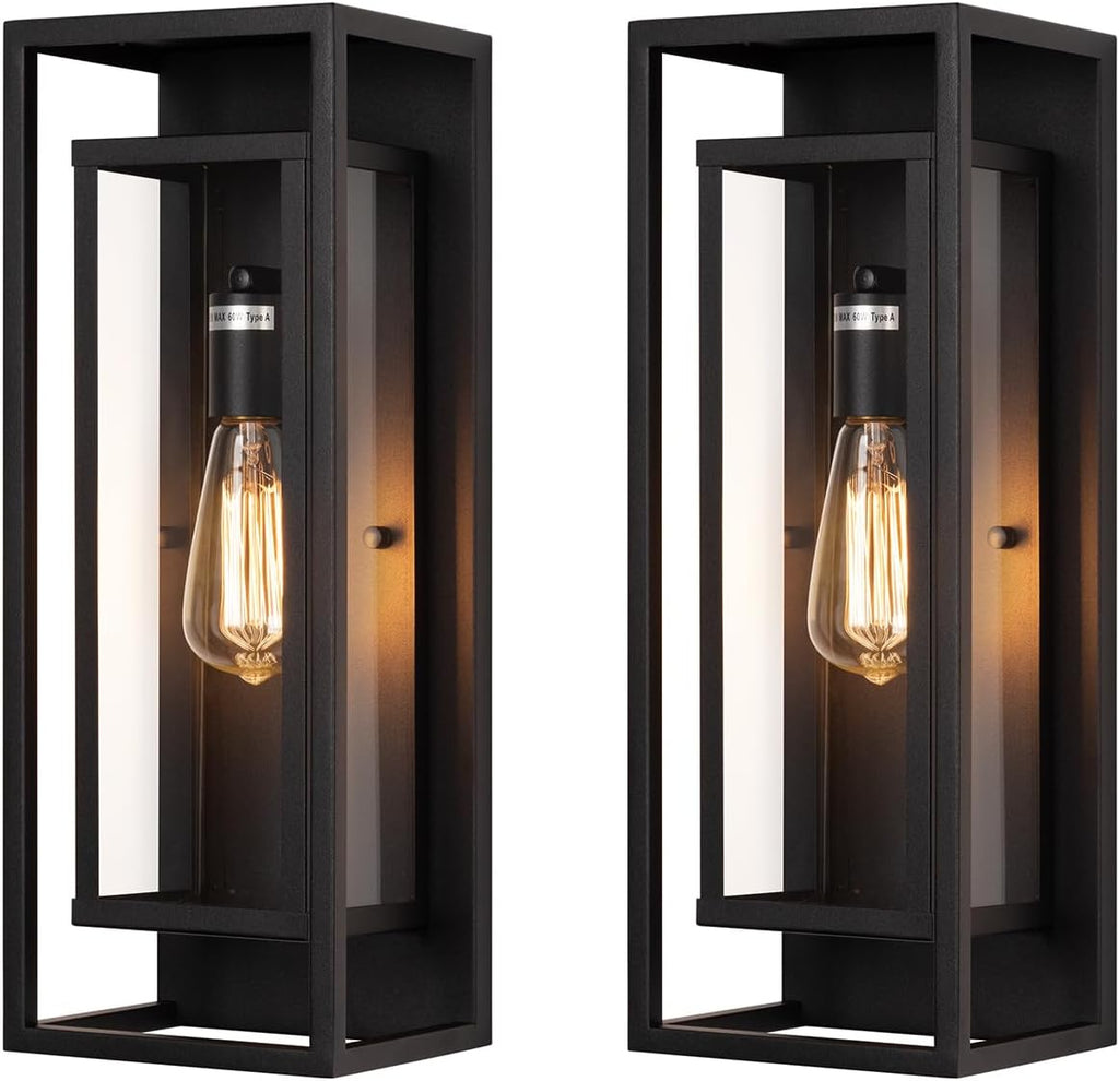 Matte Black Outdoor Wall Sconces 2 Pack