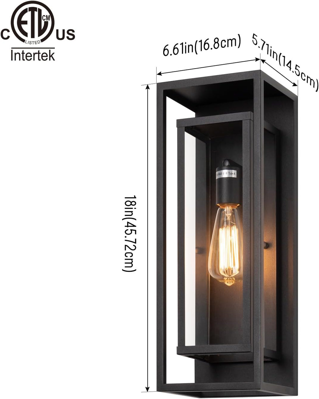 Matte Black Outdoor Wall Sconces 2 Pack