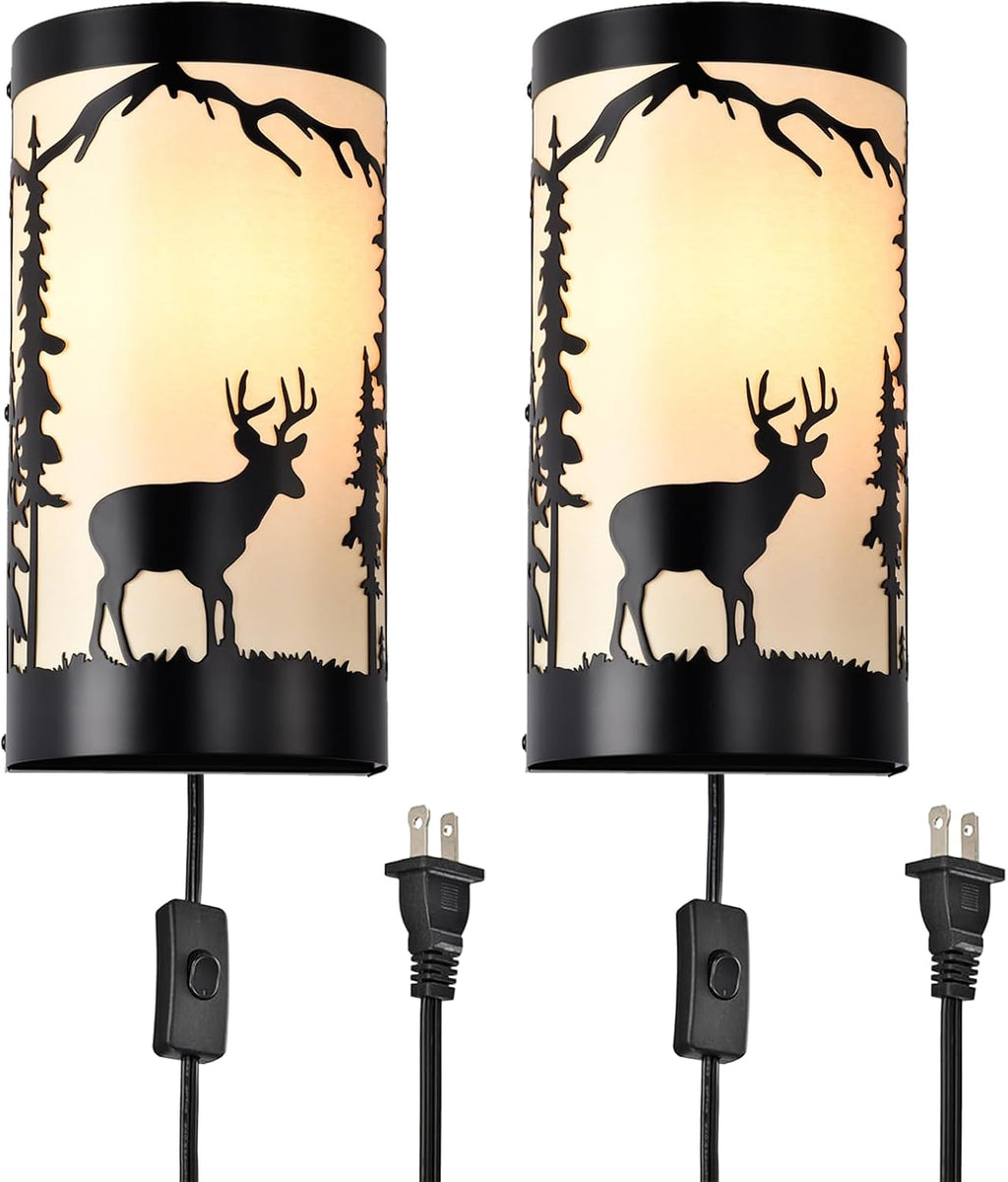 Deer Plug-in Wall Sconces Set of 2