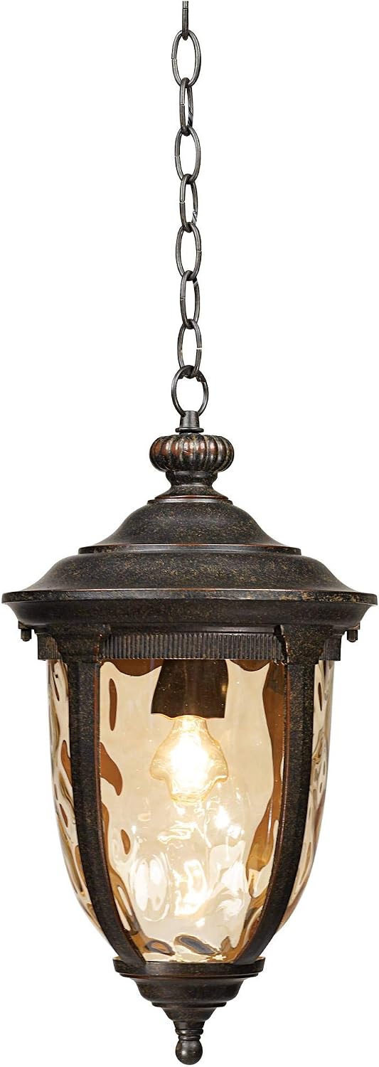 Bronze Hammered Glass Outdoor Pendant