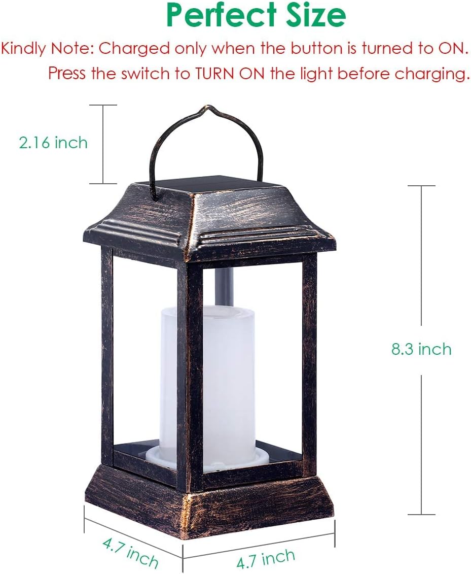 Bronze Flame Solar Lanterns, 2 Pack