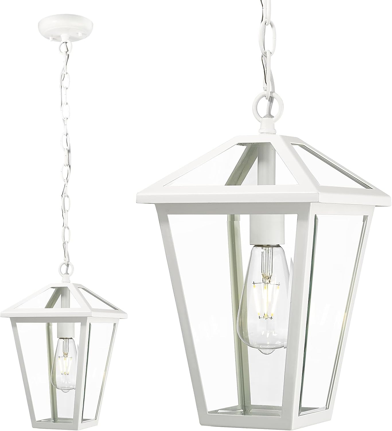 White Aluminum Clear Glass Outdoor Pendant Light