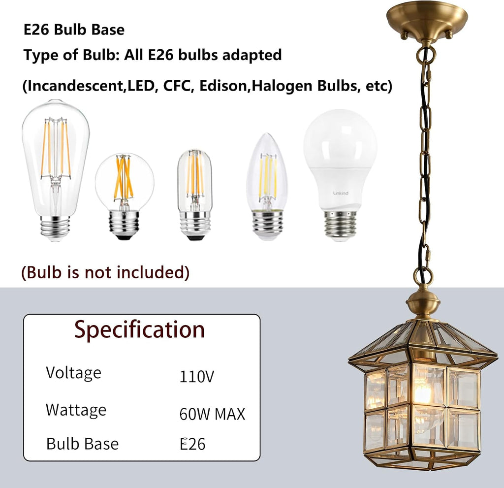 Copper Brass Outdoor Pendant Lantern Light