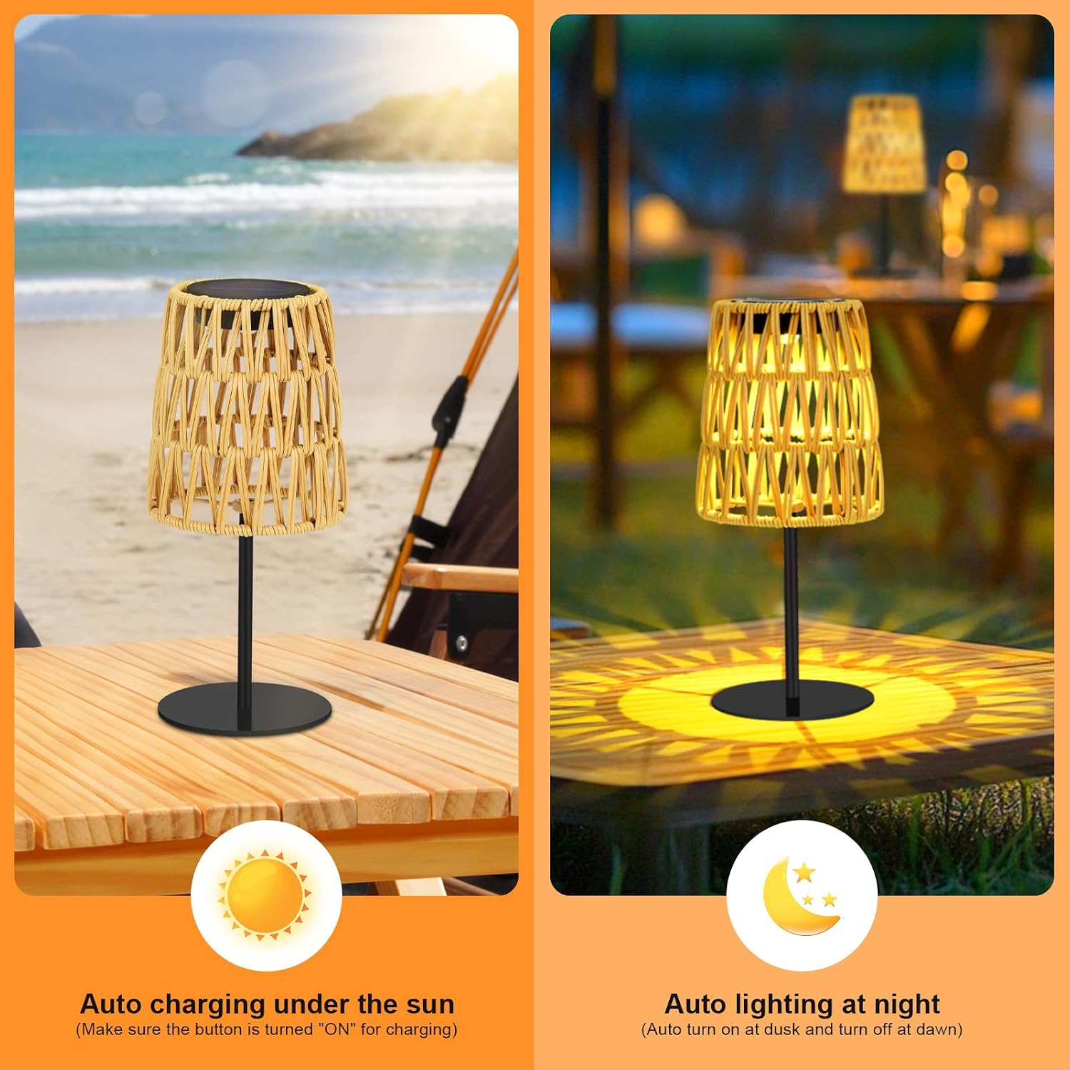 Rattan Solar Table Lamps (2 Pack)