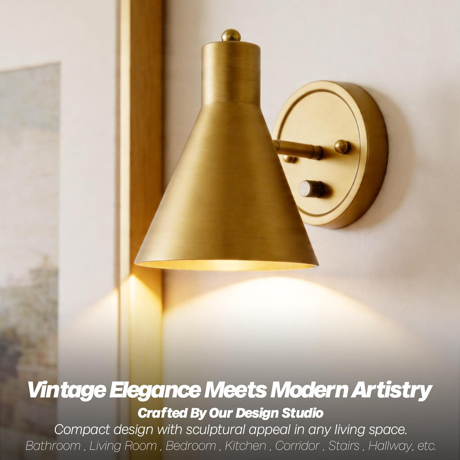 Dimmable Brass Gold Wall Sconce