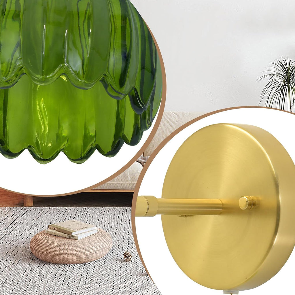 Green Tulip Brass Wall Sconces 2 Pack