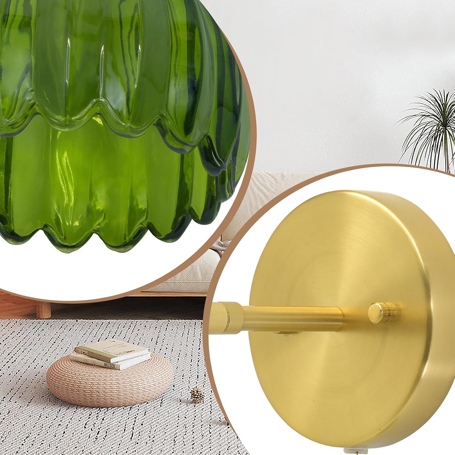 Green Tulip Brass Wall Sconces 2 Pack