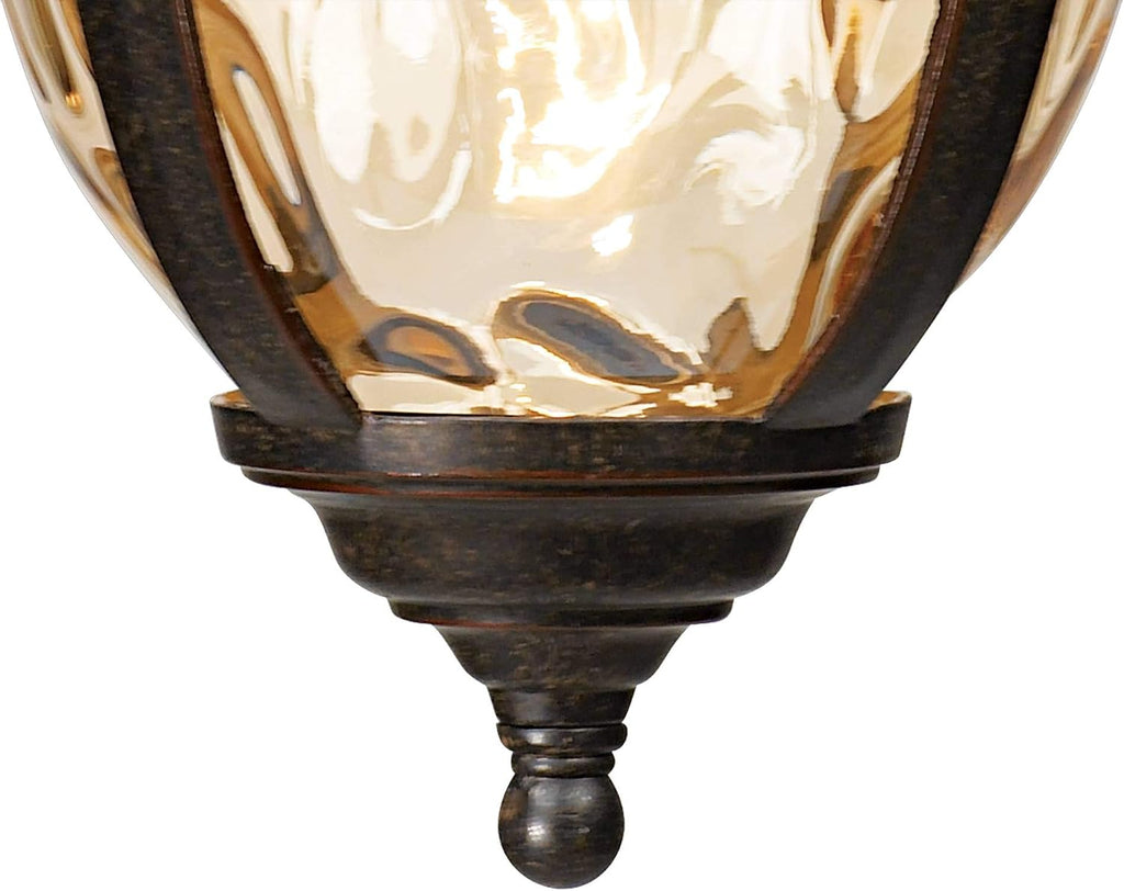 Bronze Hammered Glass Outdoor Pendant