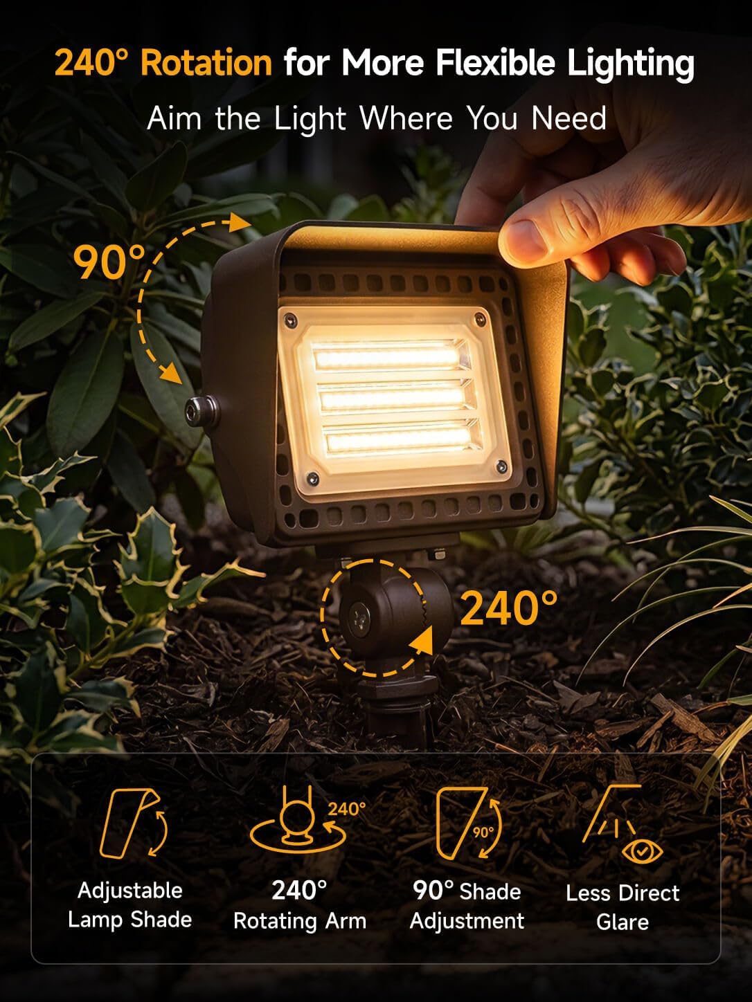 12V Adjustable CCT Landscape Flood Lights 4 Pack