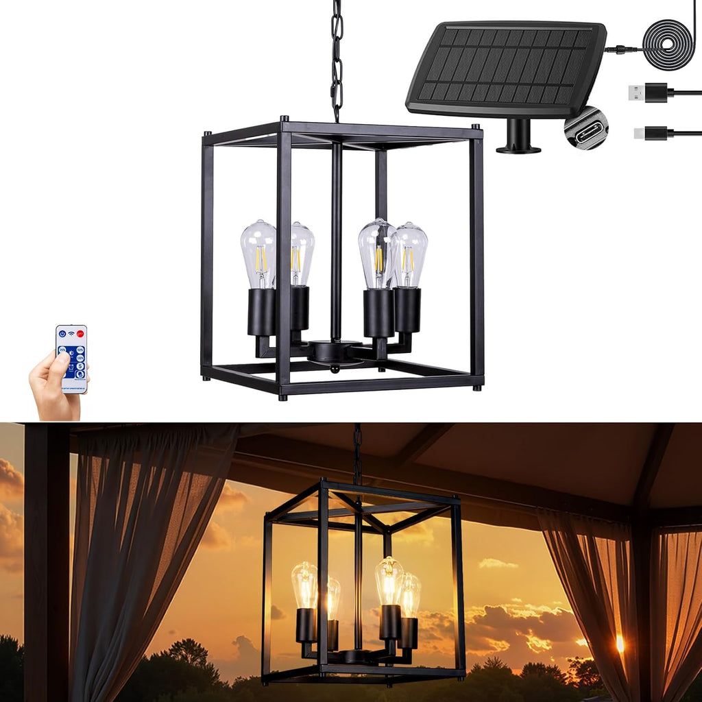 Farmhouse Solar Outdoor Pendant Chandelier