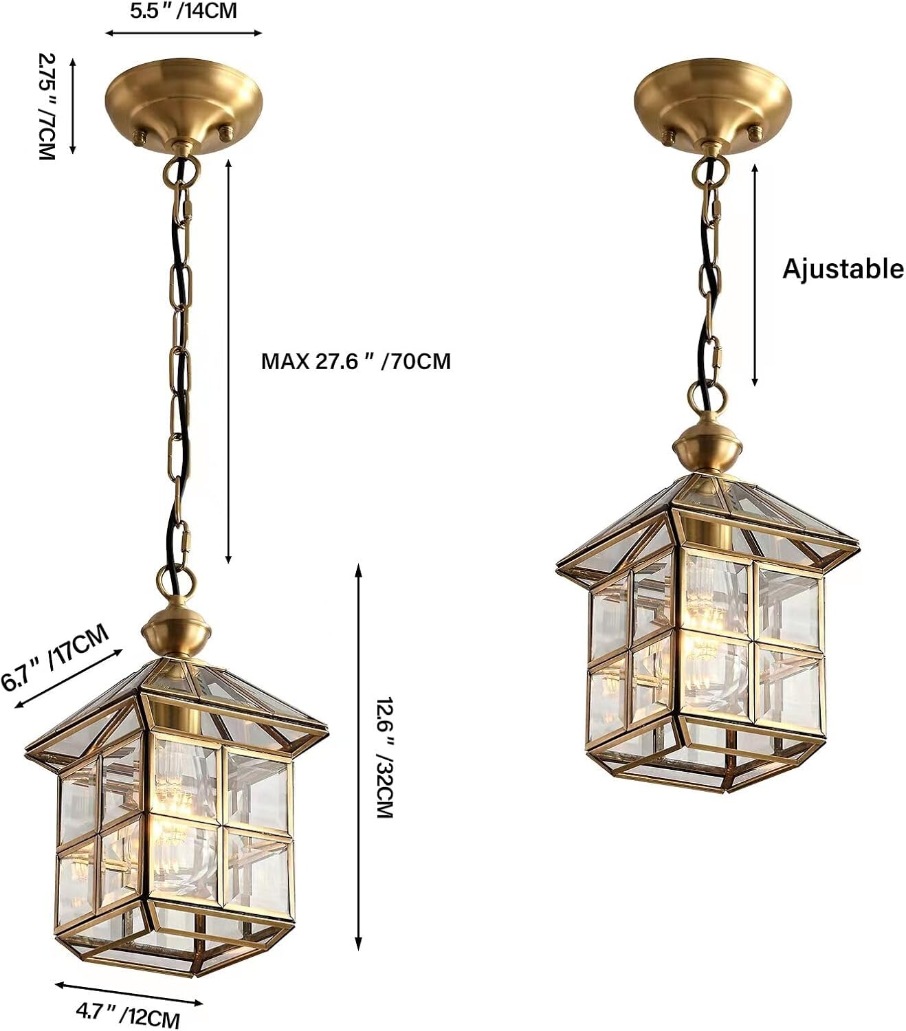 Copper Brass Outdoor Pendant Lantern Light
