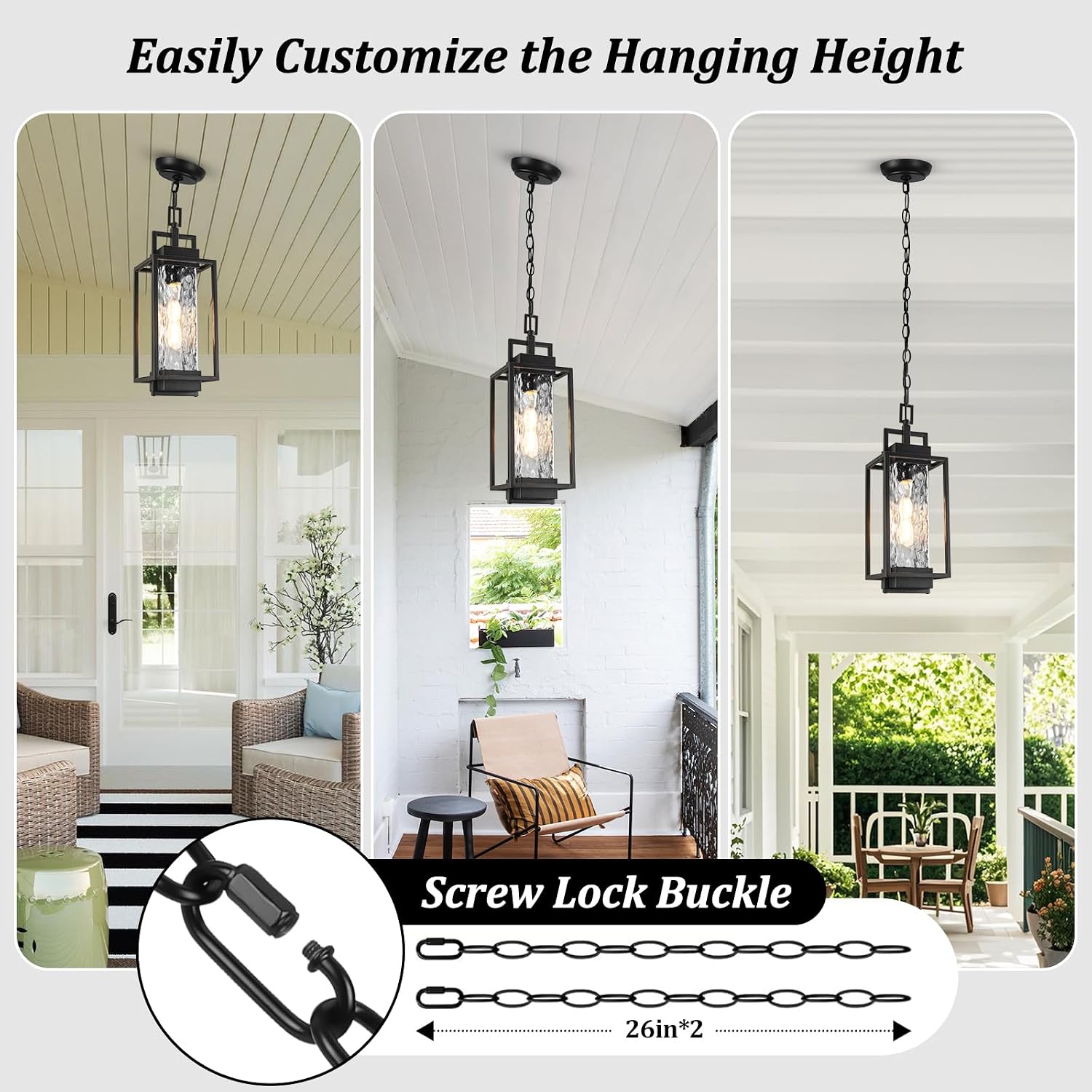 Black Water Ripple Glass Outdoor Pendant