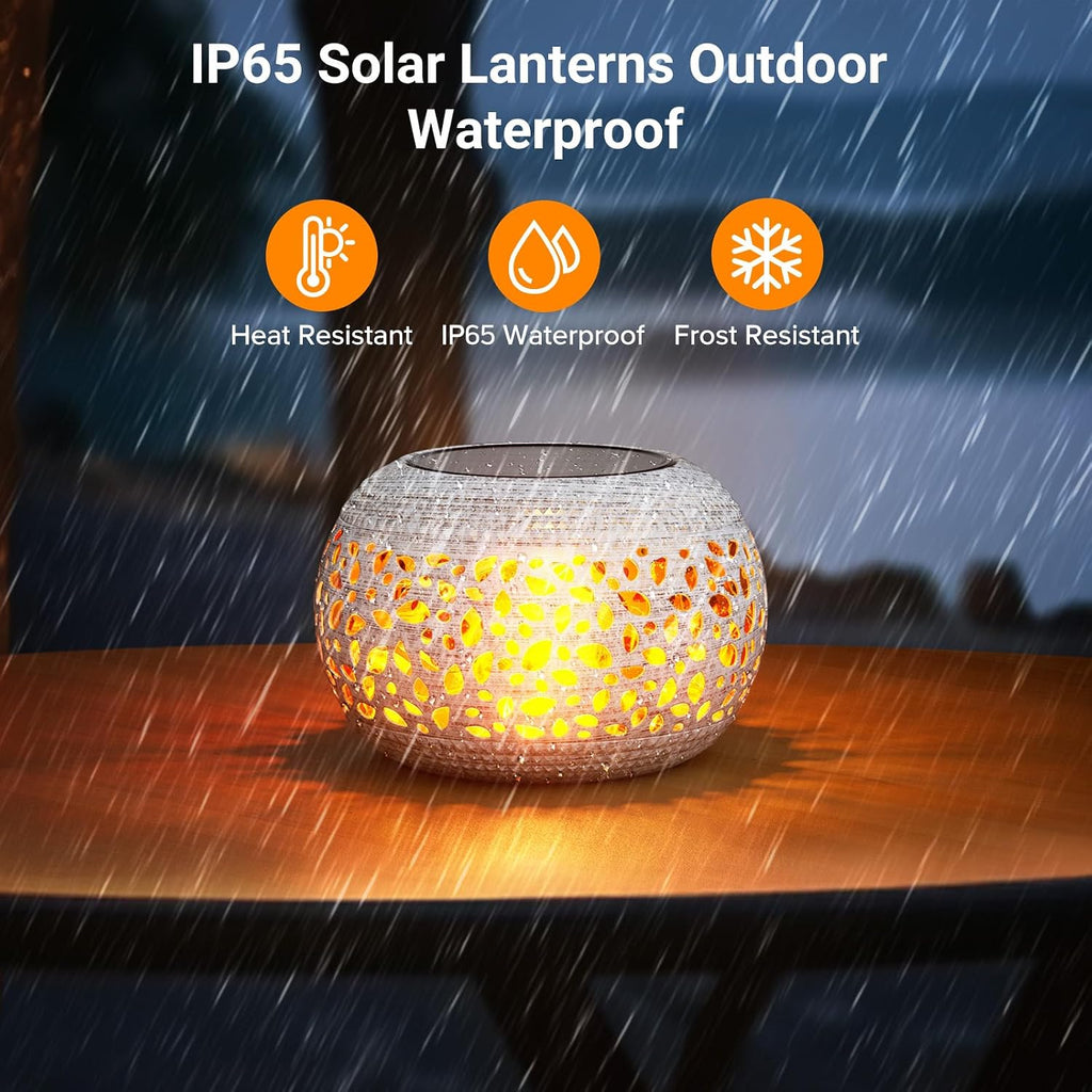 White Flame Solar Table Lantern