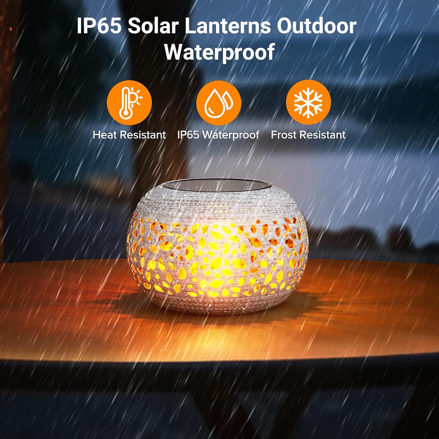 White Flame Solar Table Lantern