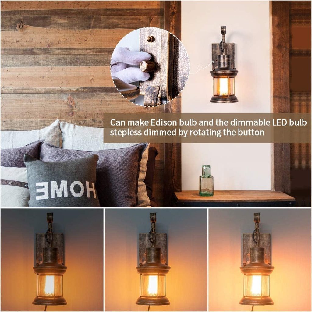 Antique Bronze Plug-in Wall Sconce 1 Pack