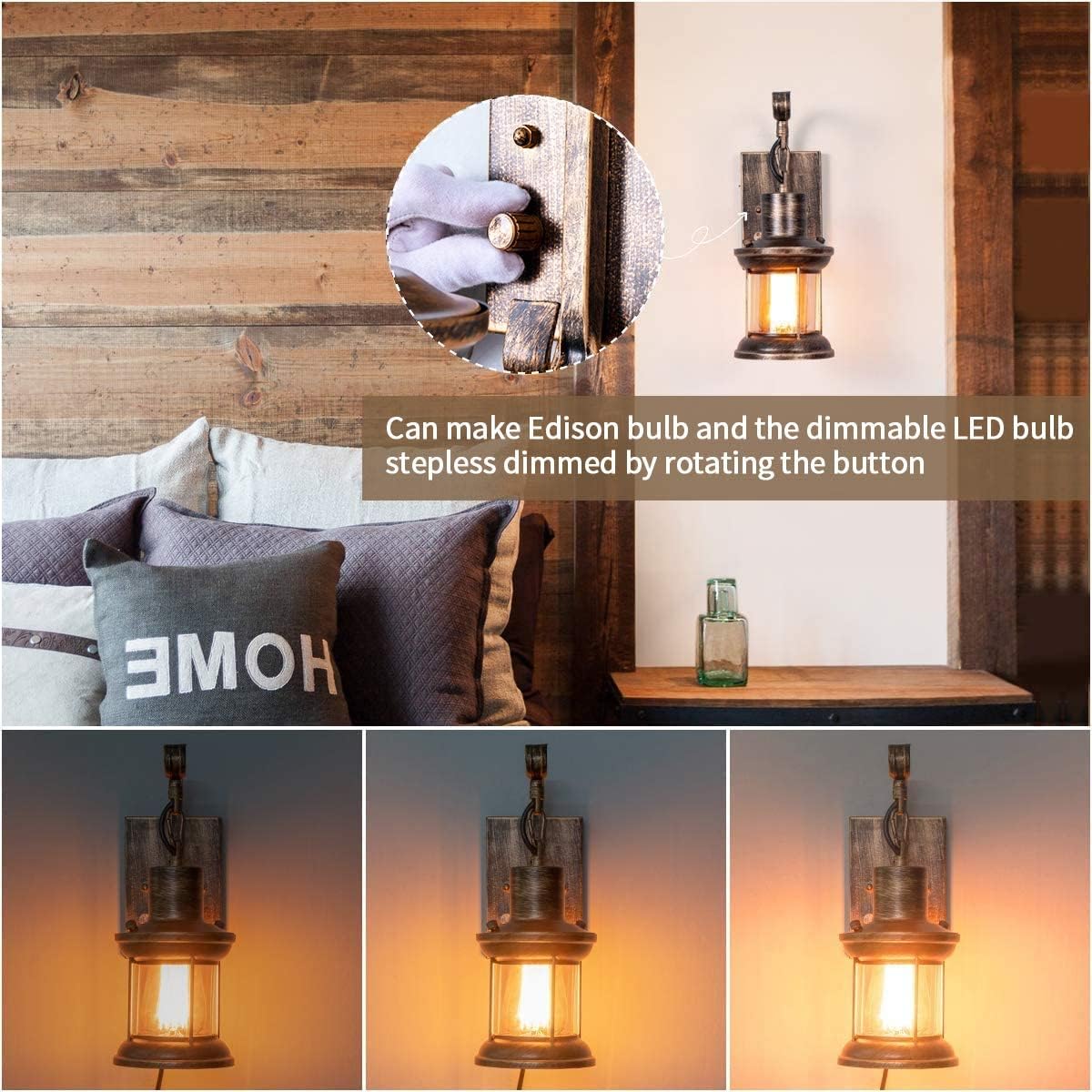 Antique Bronze Plug-in Wall Sconce 1 Pack