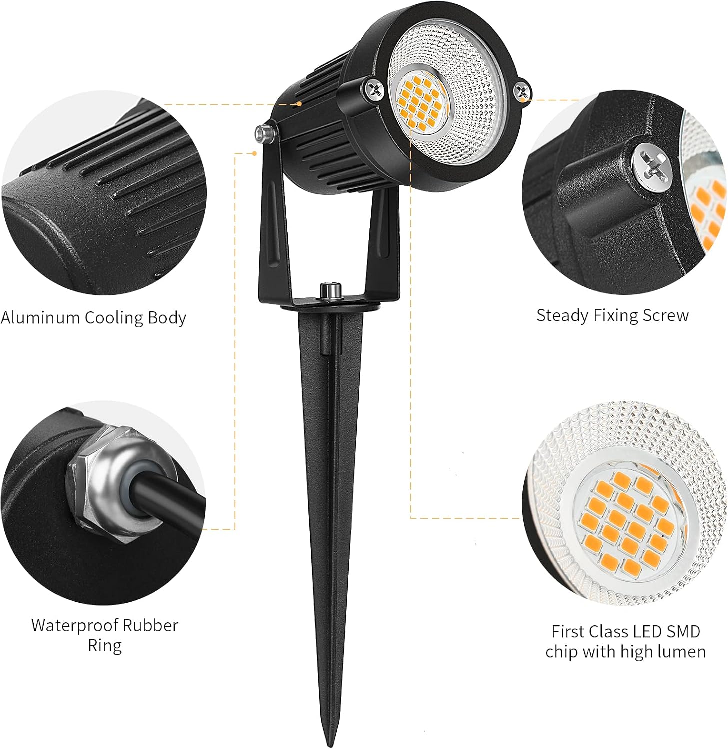 7W 12V/24V Low Voltage Landscape Spotlights 6 Pack