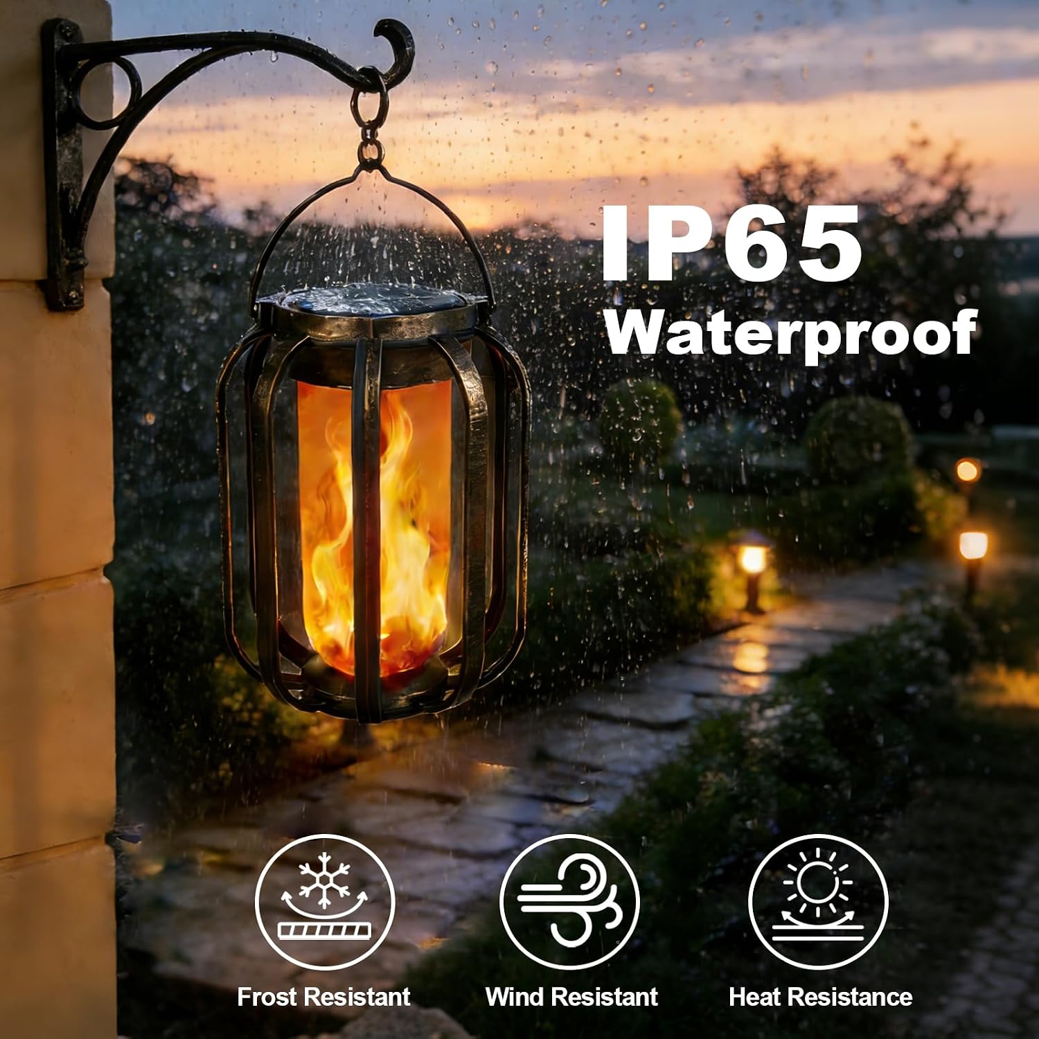 Dual Charge Flame Solar Lanterns 2 Pack