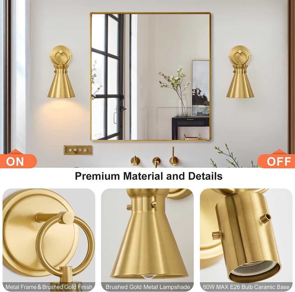 Gold Bathroom Wall Sconce 1 Pack