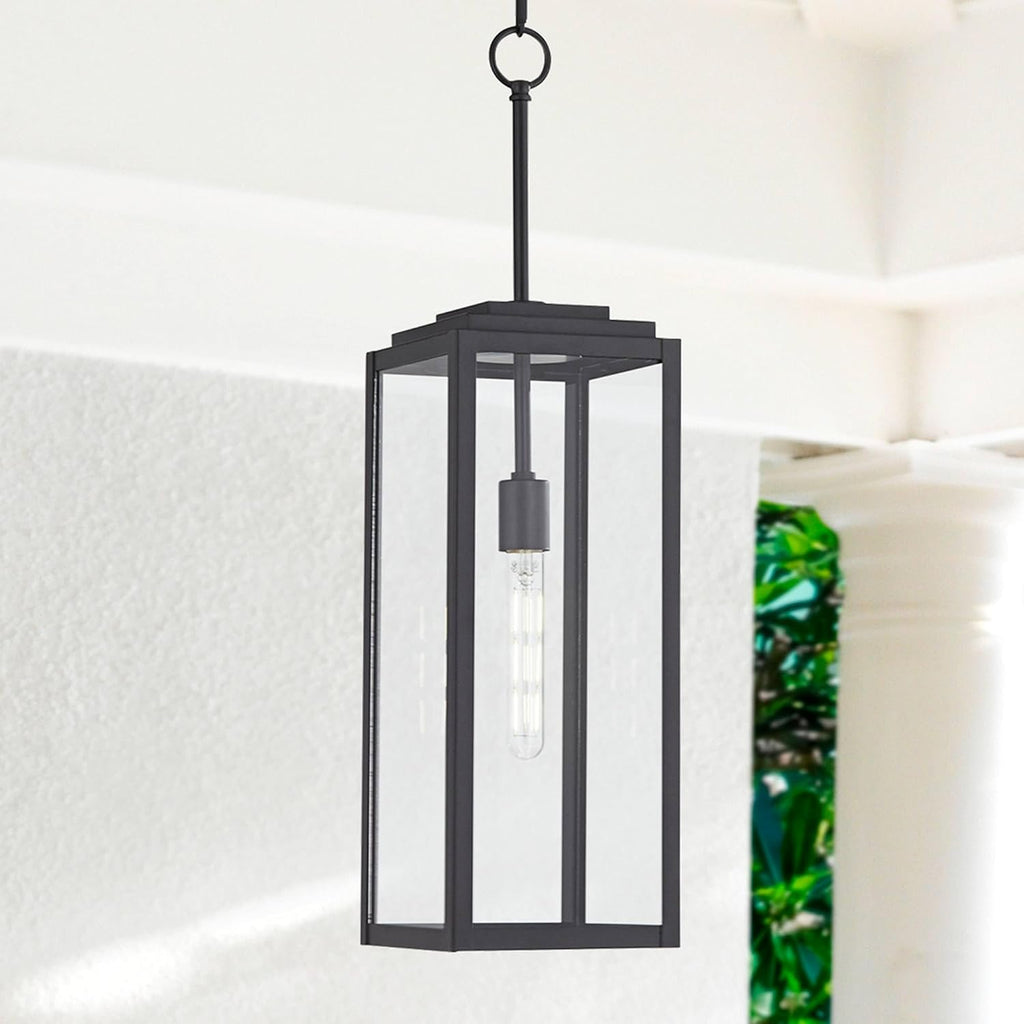 Mystic Black Clear Glass Outdoor Pendant