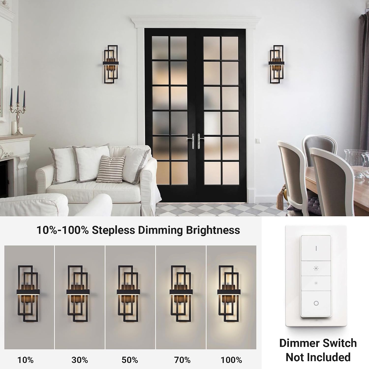 Black LED Outdoor Wall Sconce 20 Inch