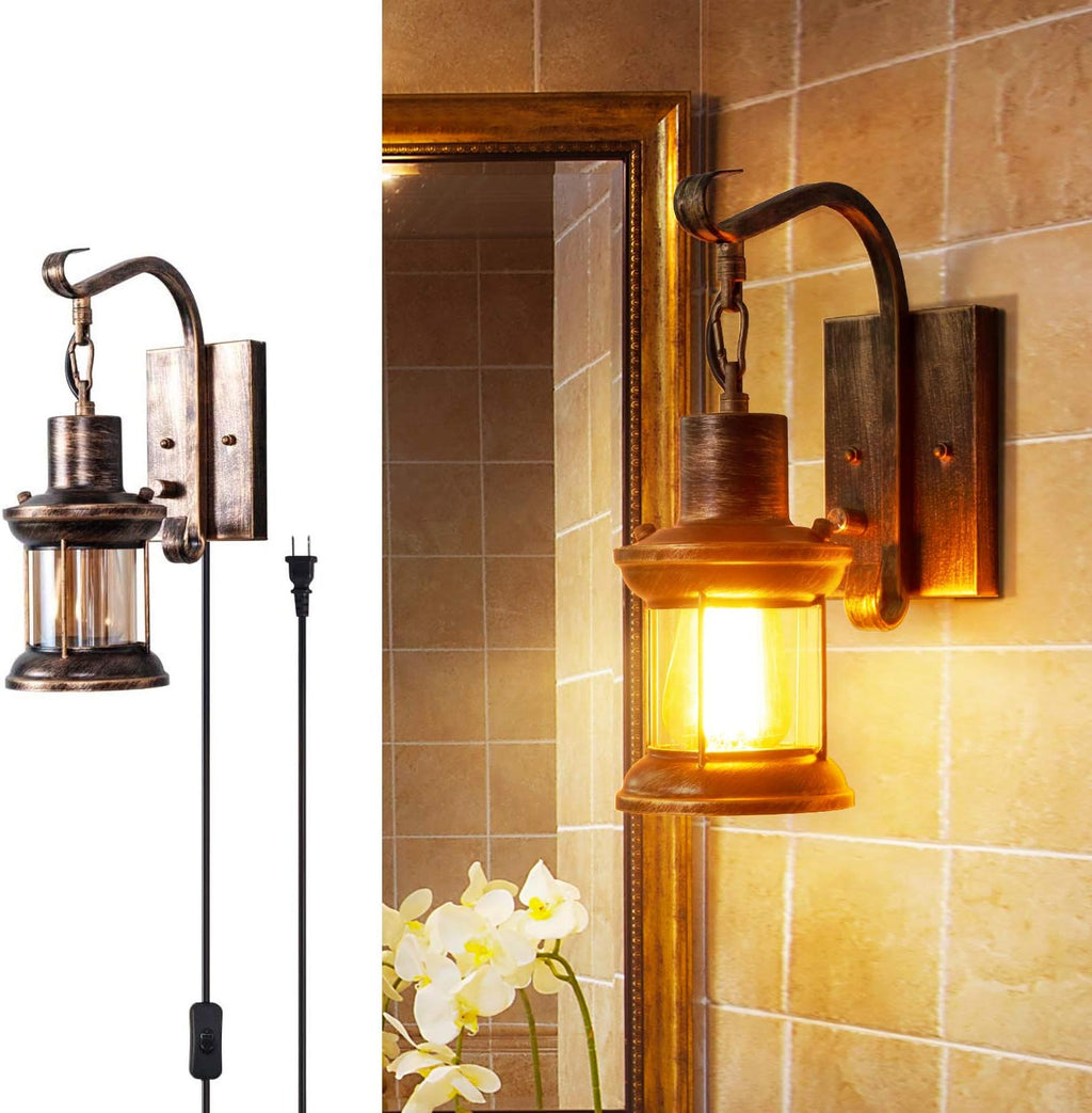 Antique Bronze Plug-in Wall Sconce 1 Pack