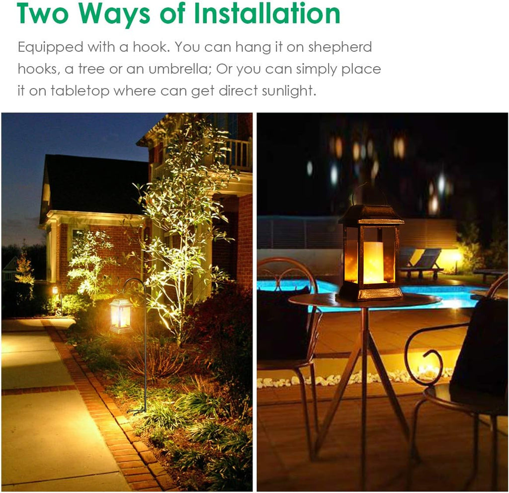 Bronze Flame Solar Lanterns, 2 Pack