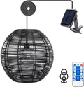 Rattan Solar Outdoor Pendant Chandelier with Remote