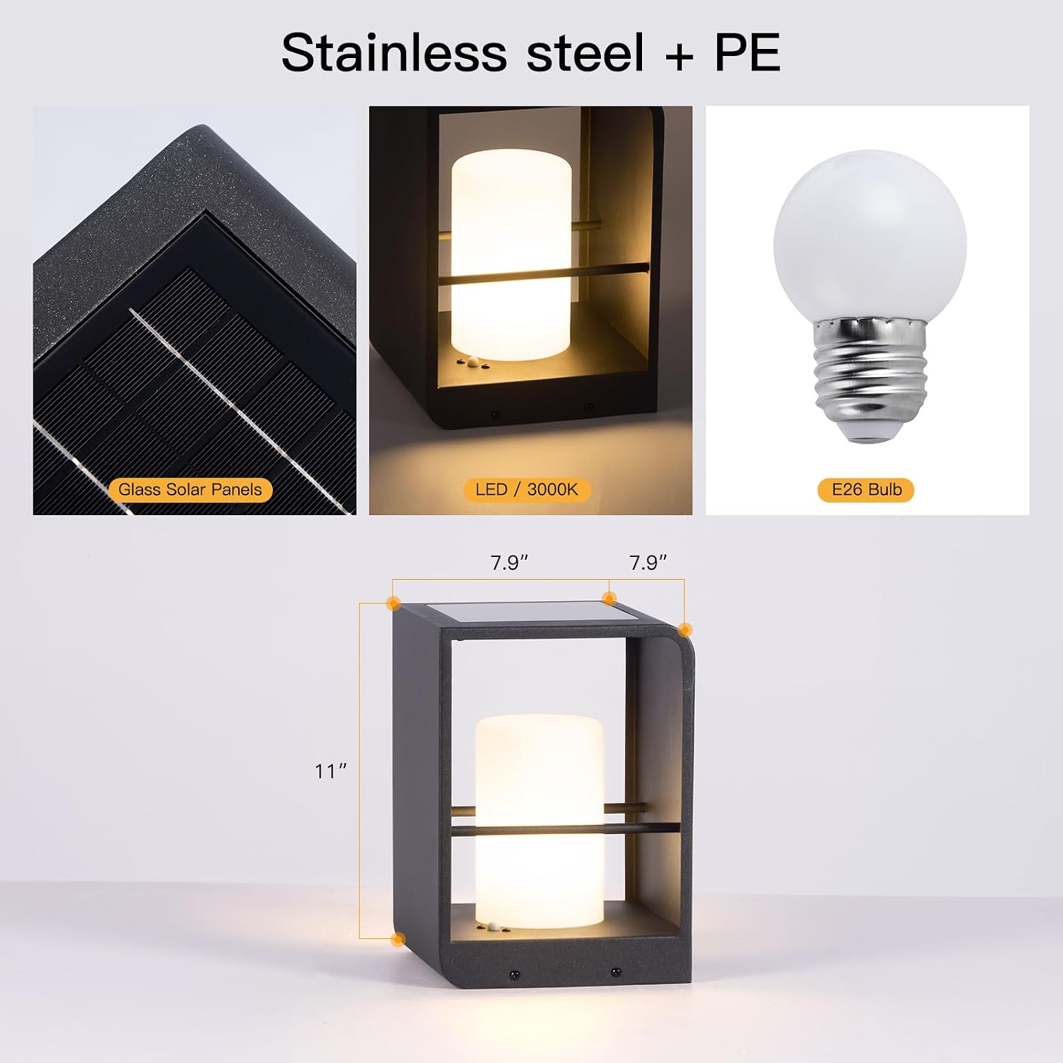 11 Inch Modern Solar Floor Lantern