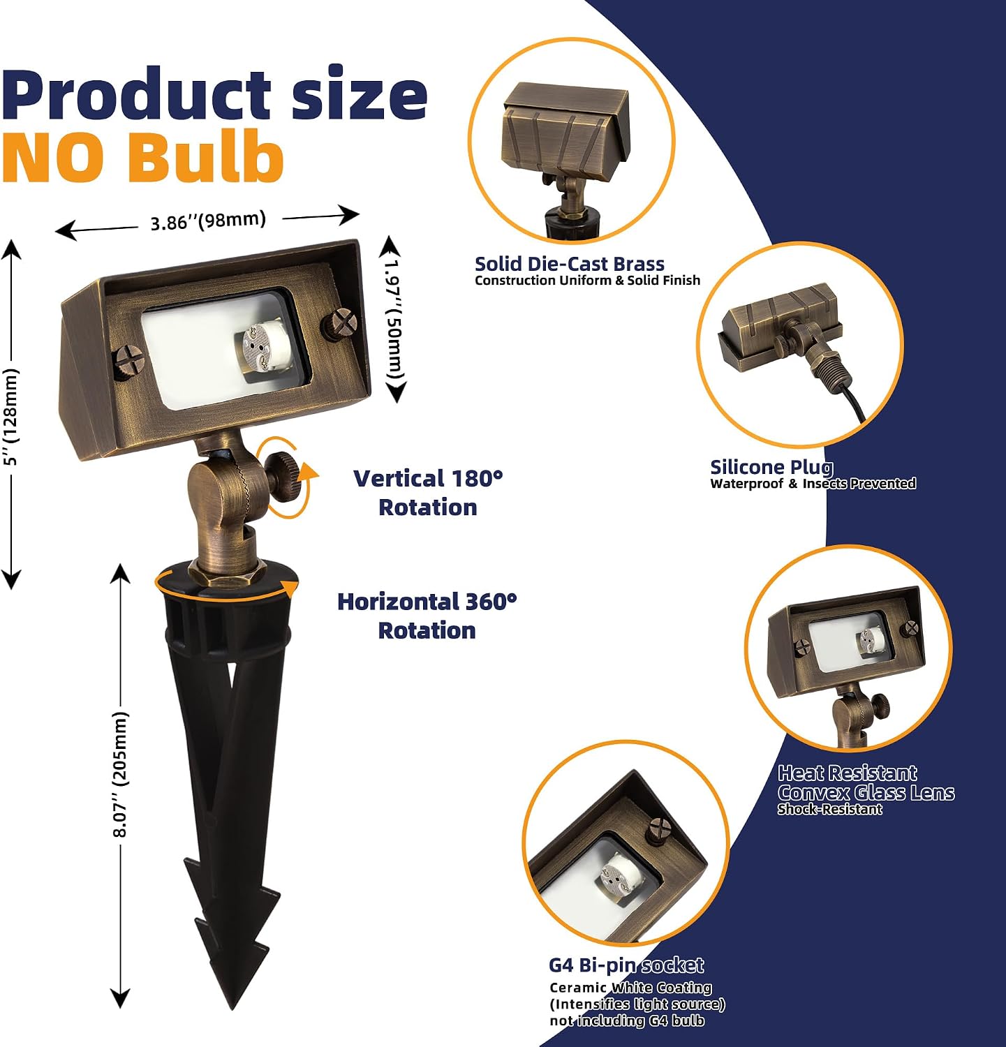 12V Cast Brass Landscape Flood Light 1 Pack