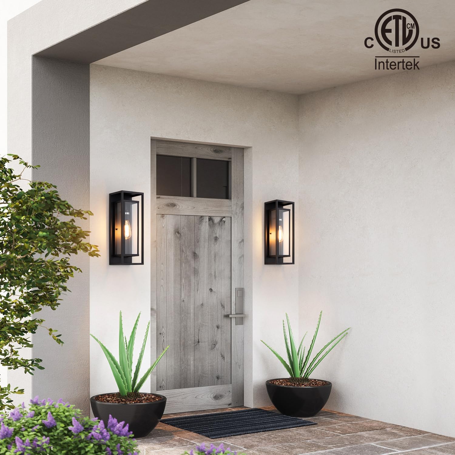 Matte Black Outdoor Wall Sconces 2 Pack