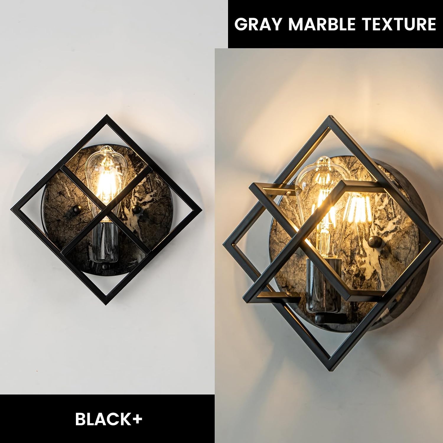 Marble Texture Black Wall Sconce 1 Pack