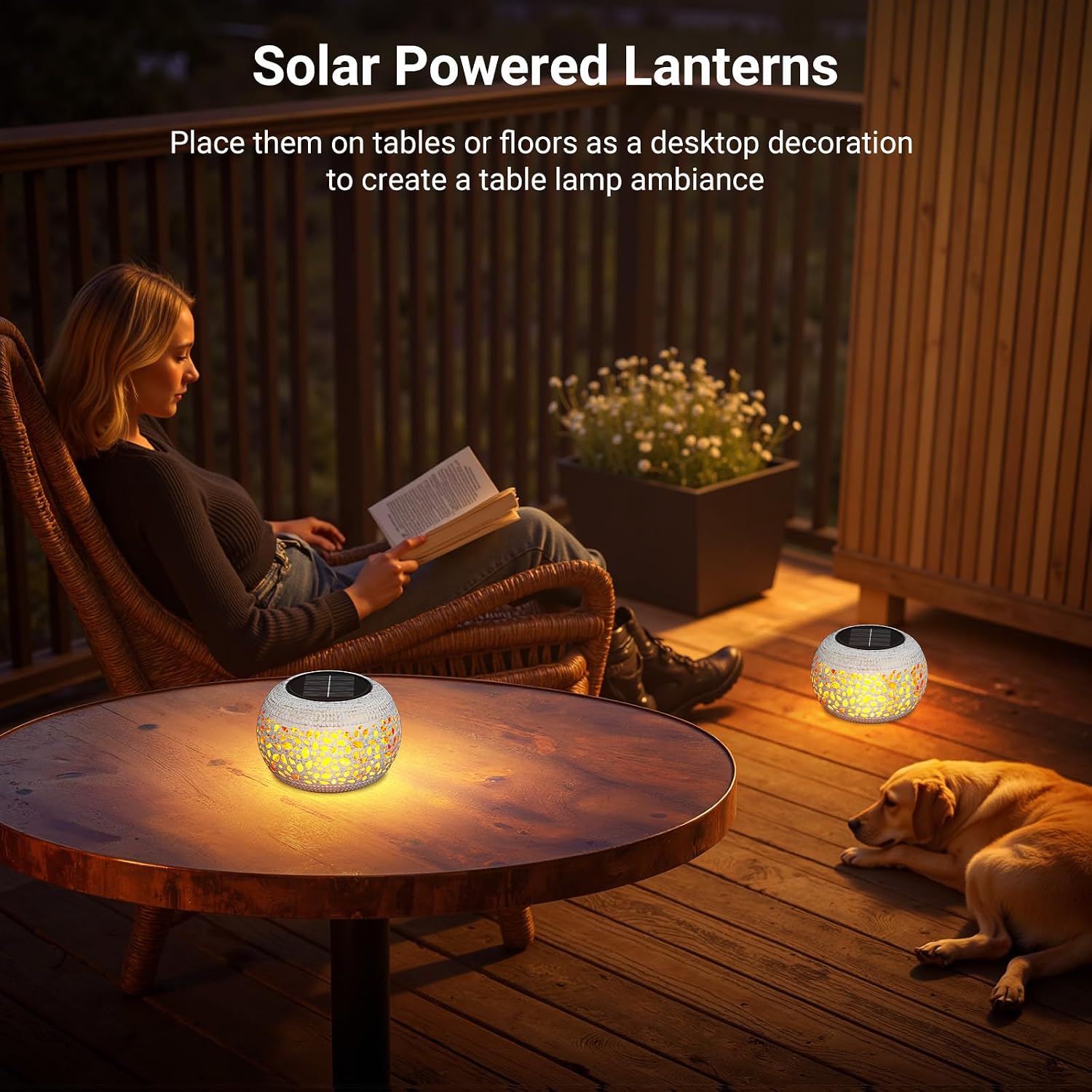 White Flame Solar Table Lantern