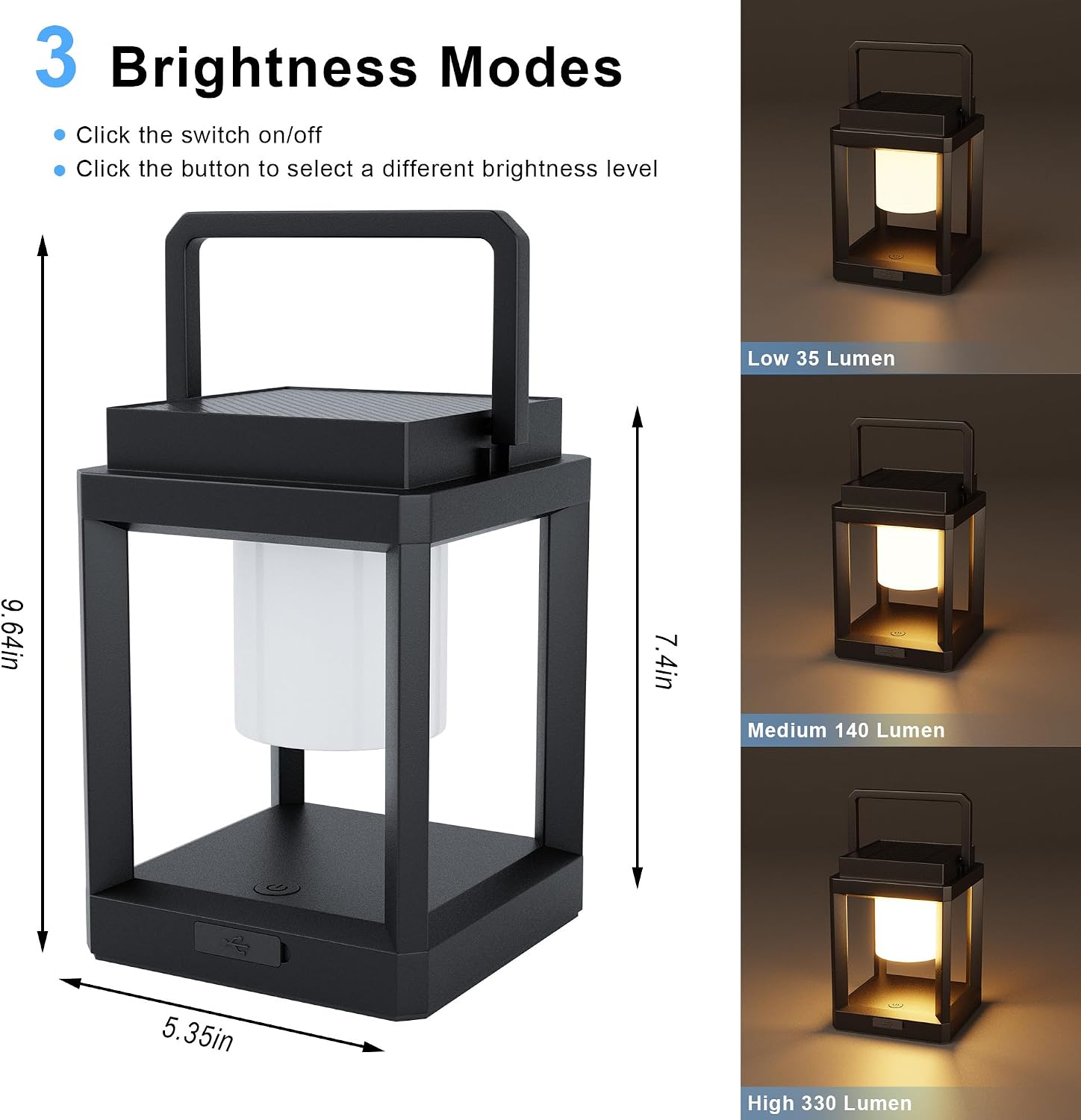 3 Brightness Solar Outdoor Table Lamp