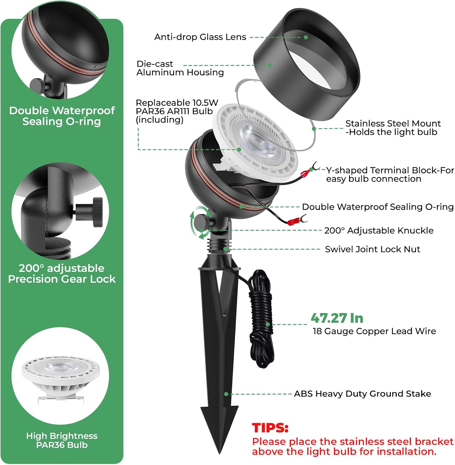 12V Wide Angle PAR36 Landscape Uplights 4 Pack