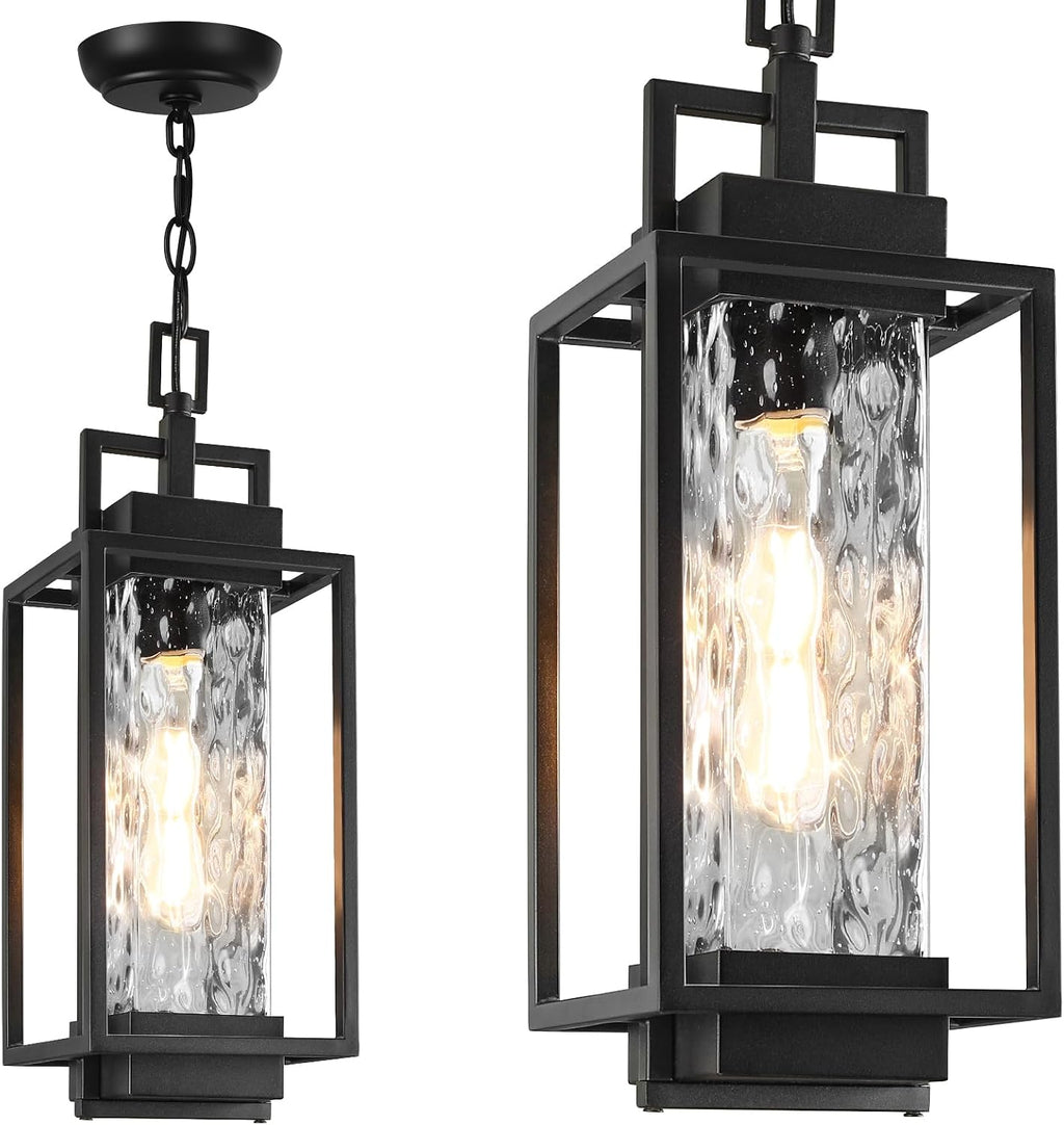 Black Water Ripple Glass Outdoor Pendant