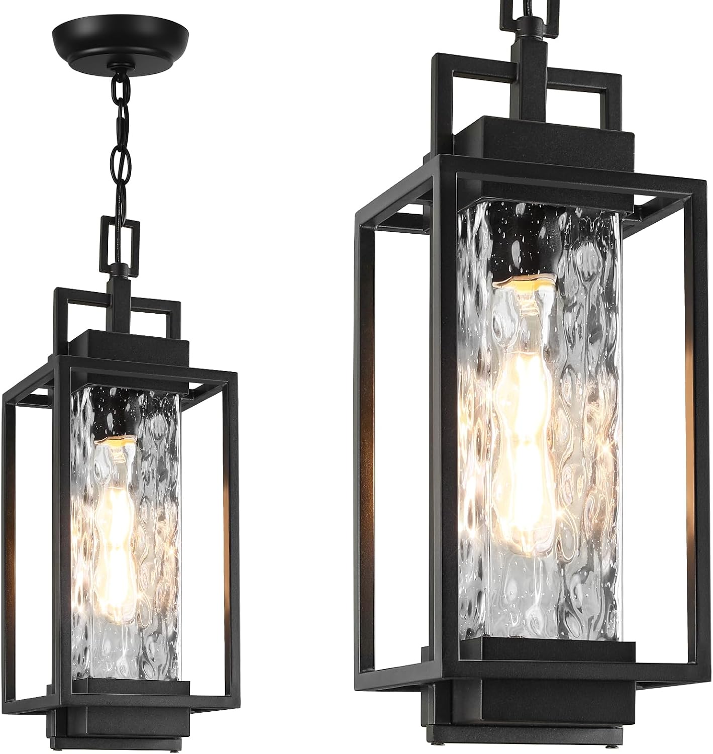 Black Water Ripple Glass Outdoor Pendant