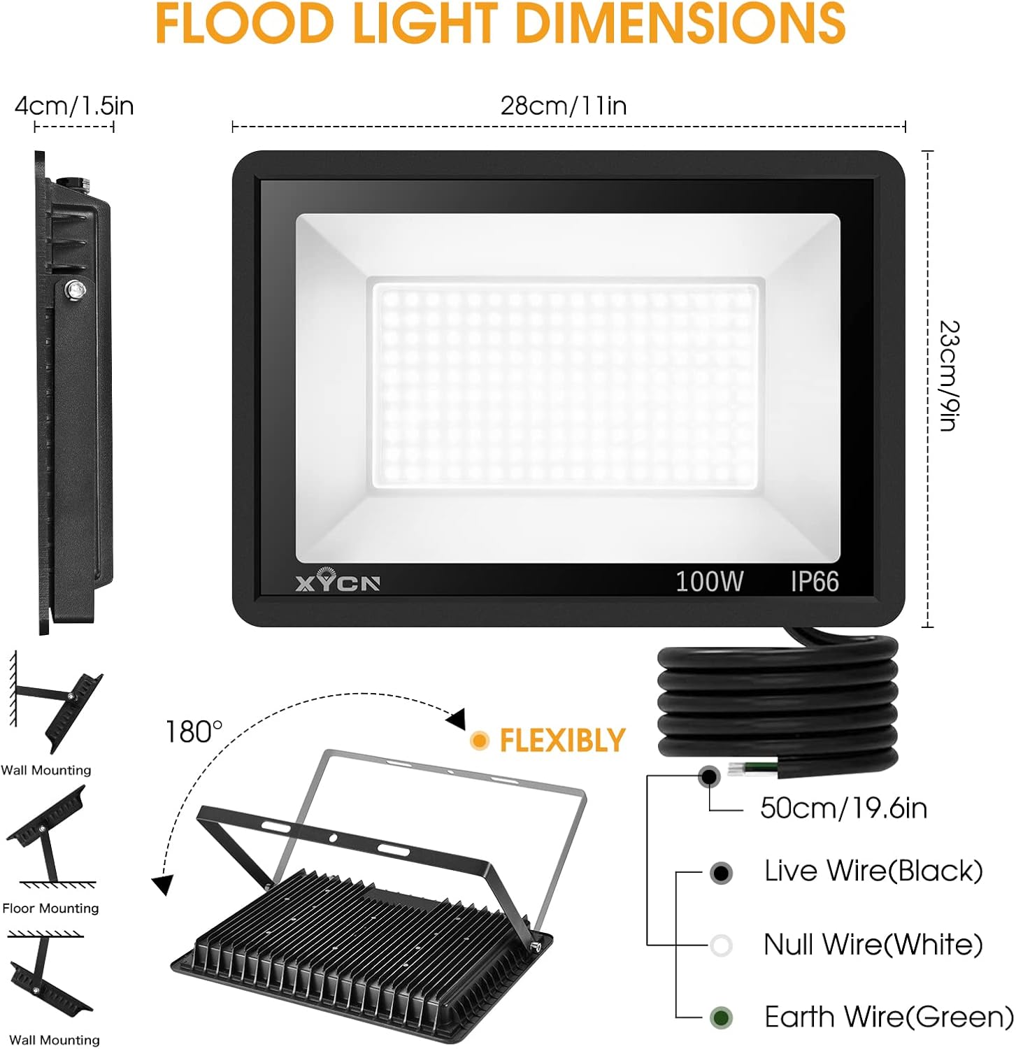 100W LED Outdoor Flood Lights 4 Pack