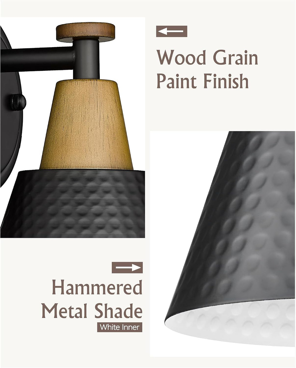 Black Hammered Metal Wall Sconce 1 Pack