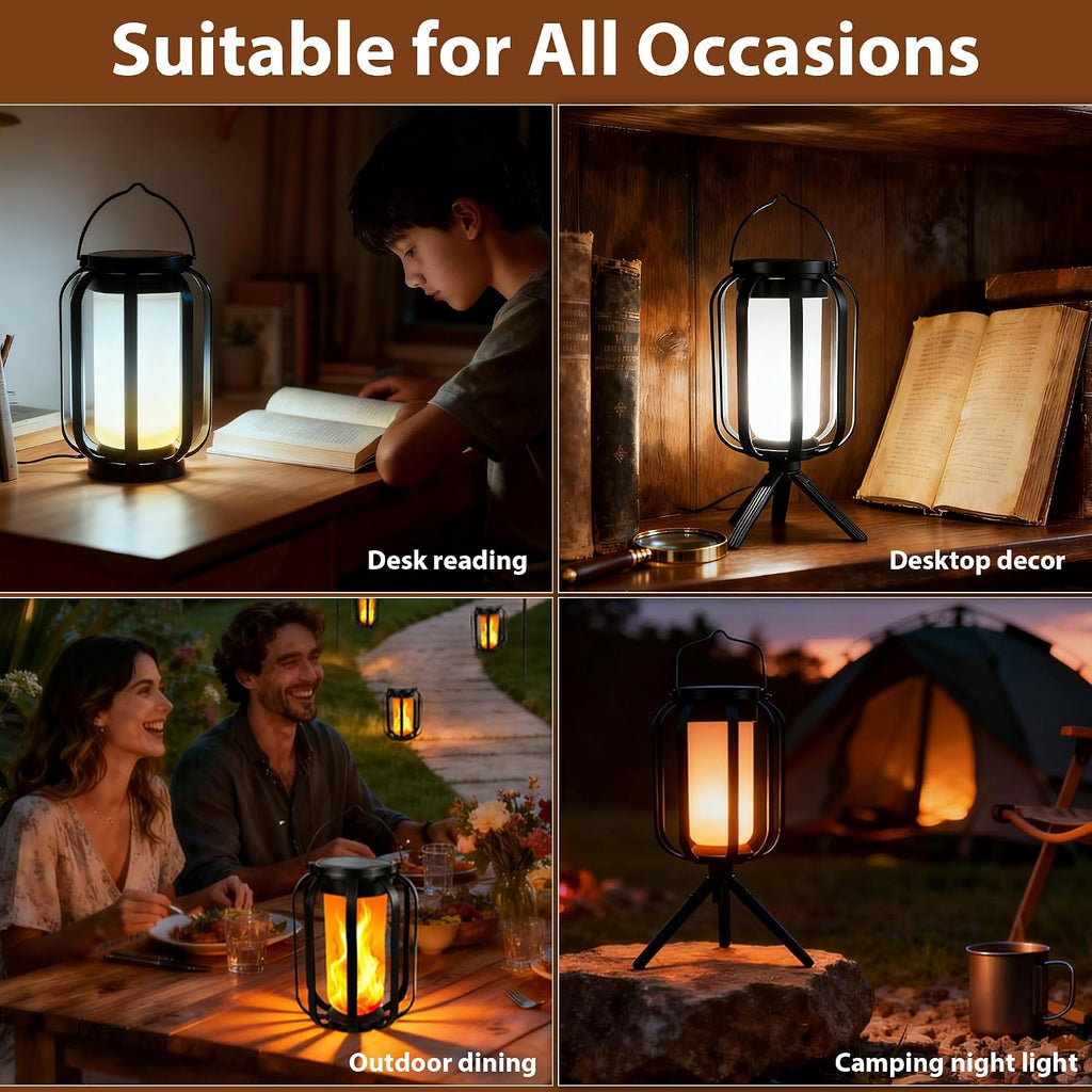 Dual Charge Flame Solar Lanterns 2 Pack