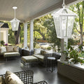 White Aluminum Clear Glass Outdoor Pendant Light