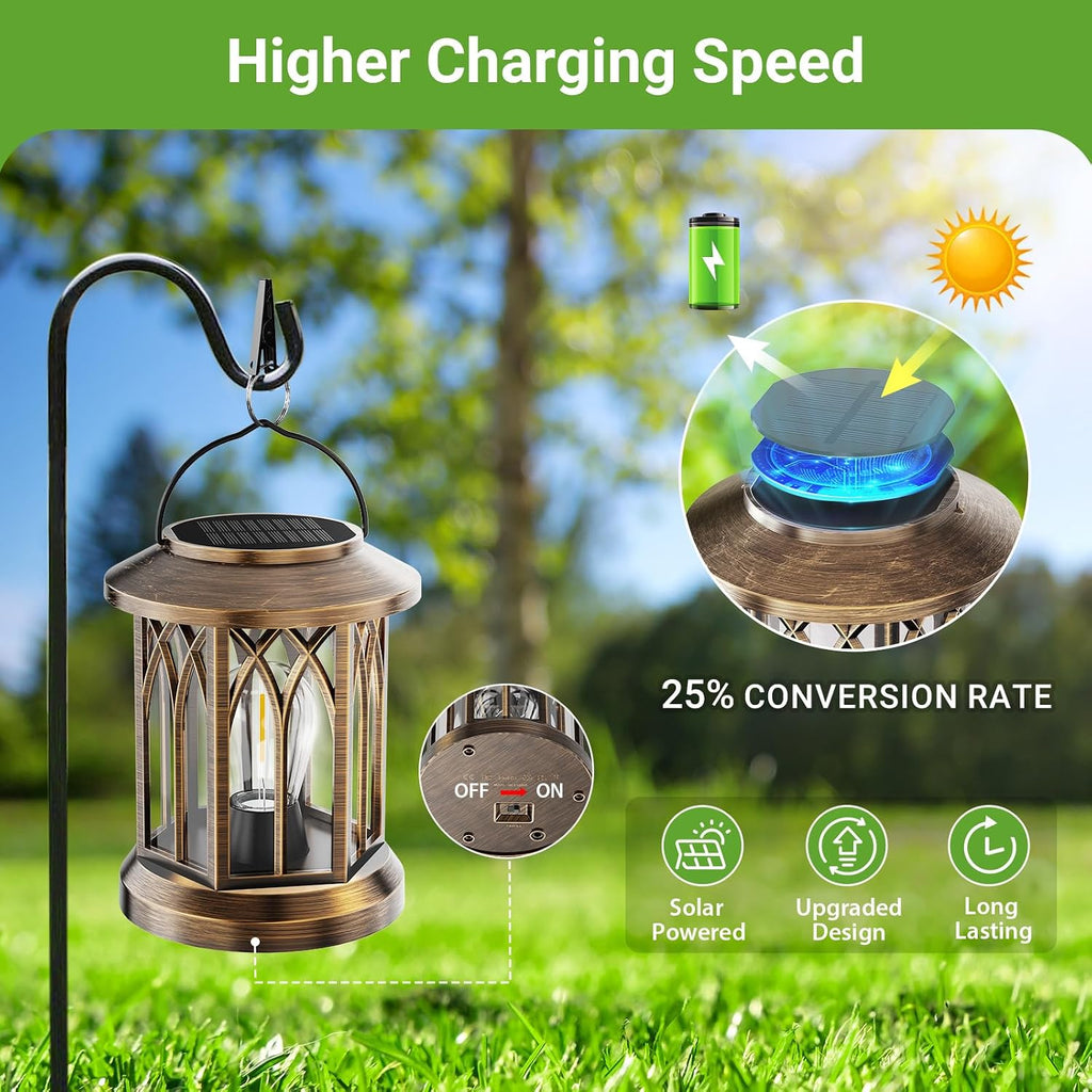 Antique Copper Clip Solar Lanterns 2 Pack