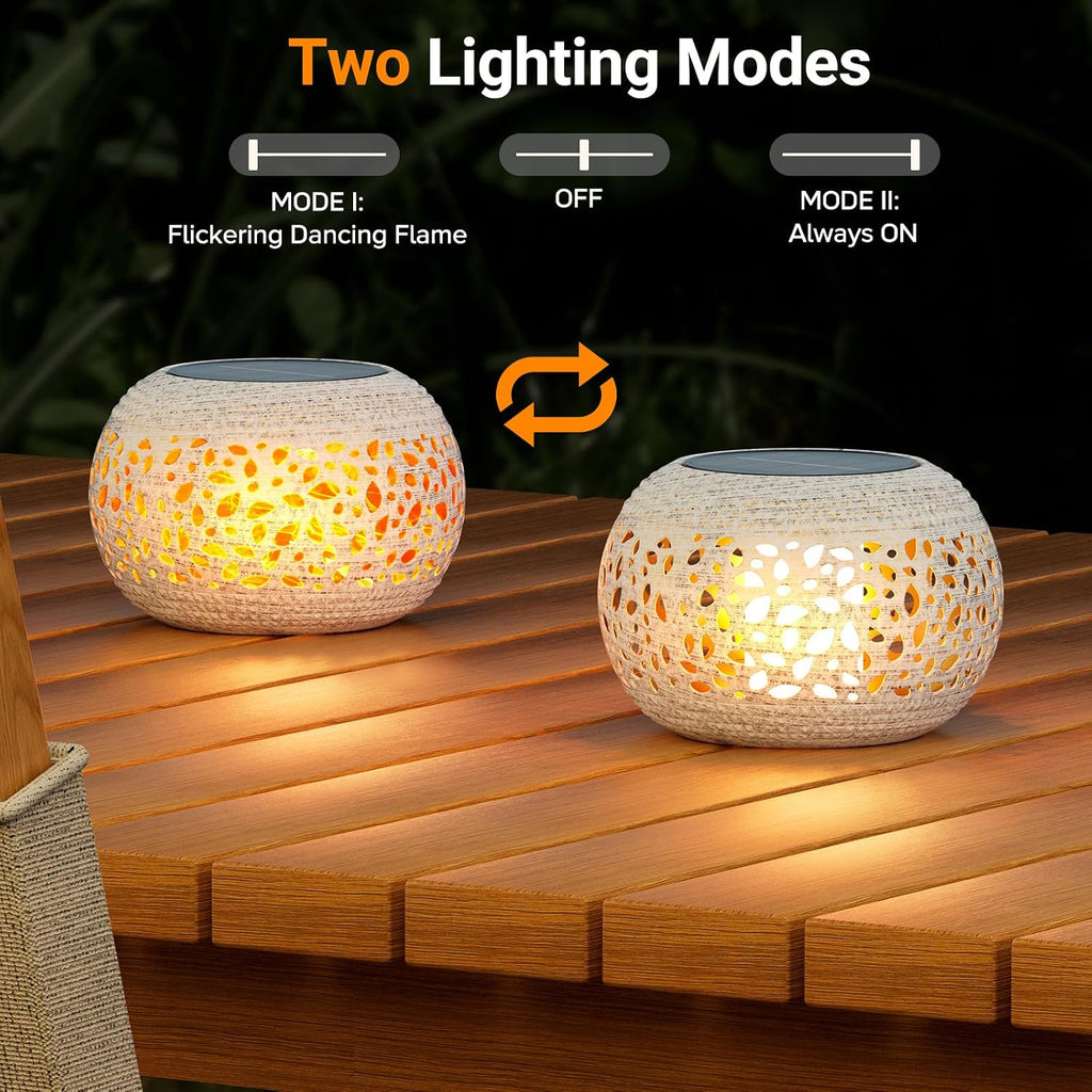 White Flame Solar Table Lantern