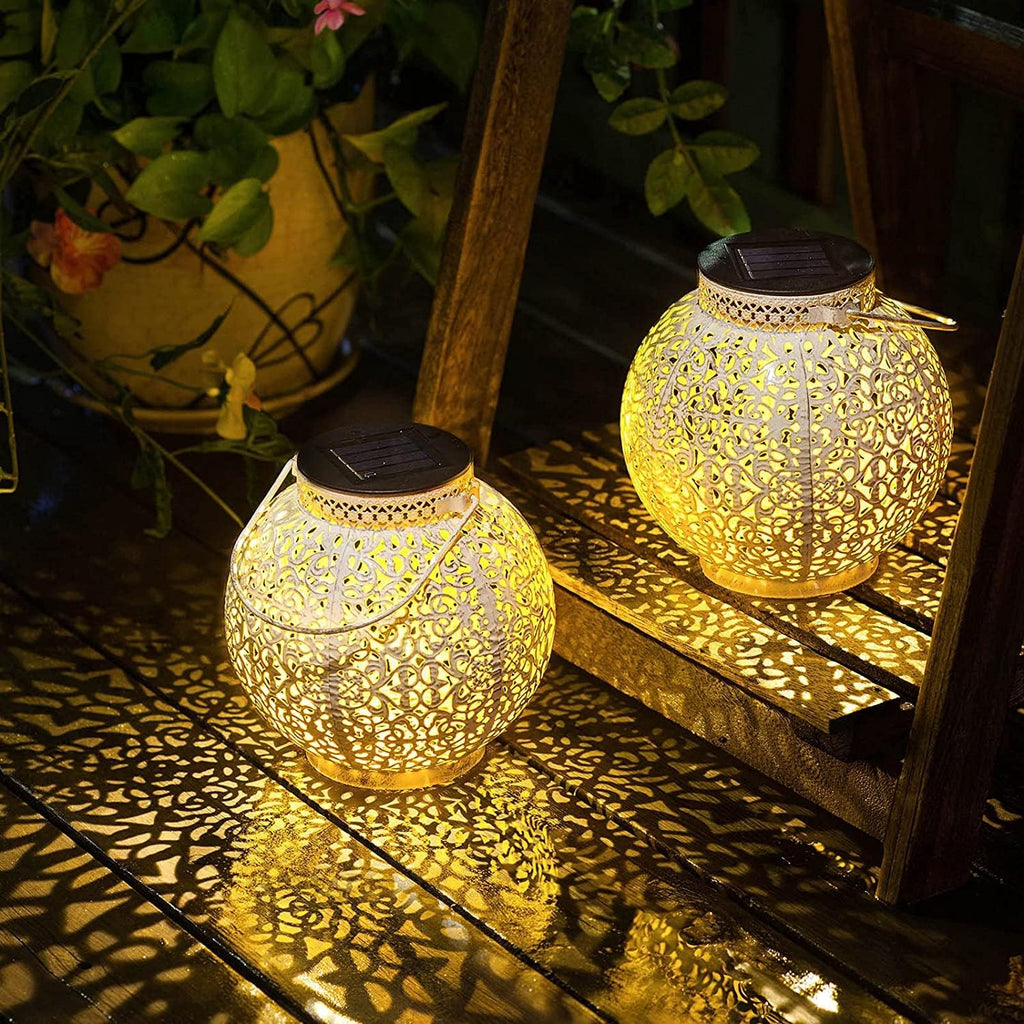 White Retro Solar Lanterns 2 Pack