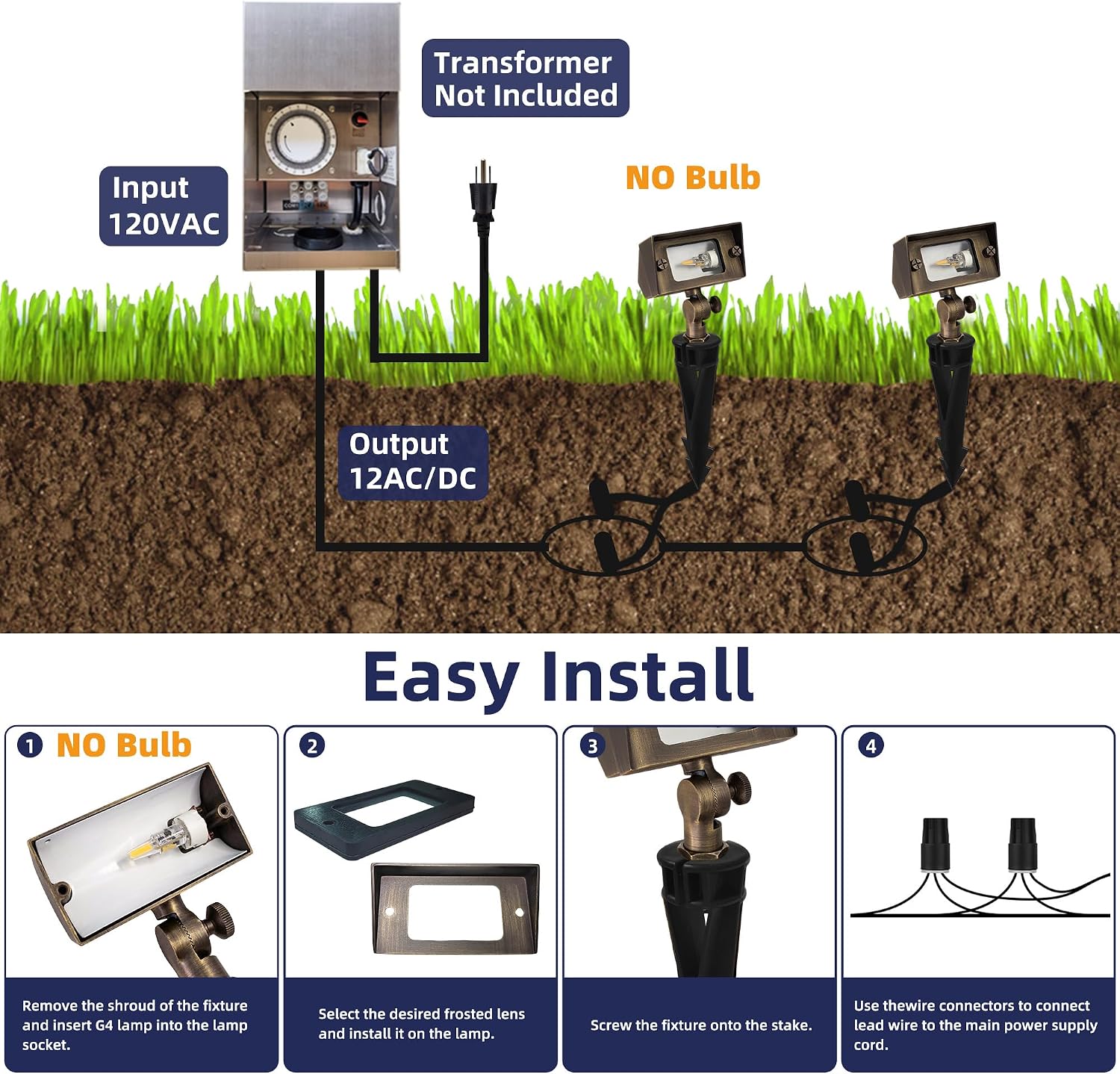 12V Cast Brass Landscape Flood Light 1 Pack