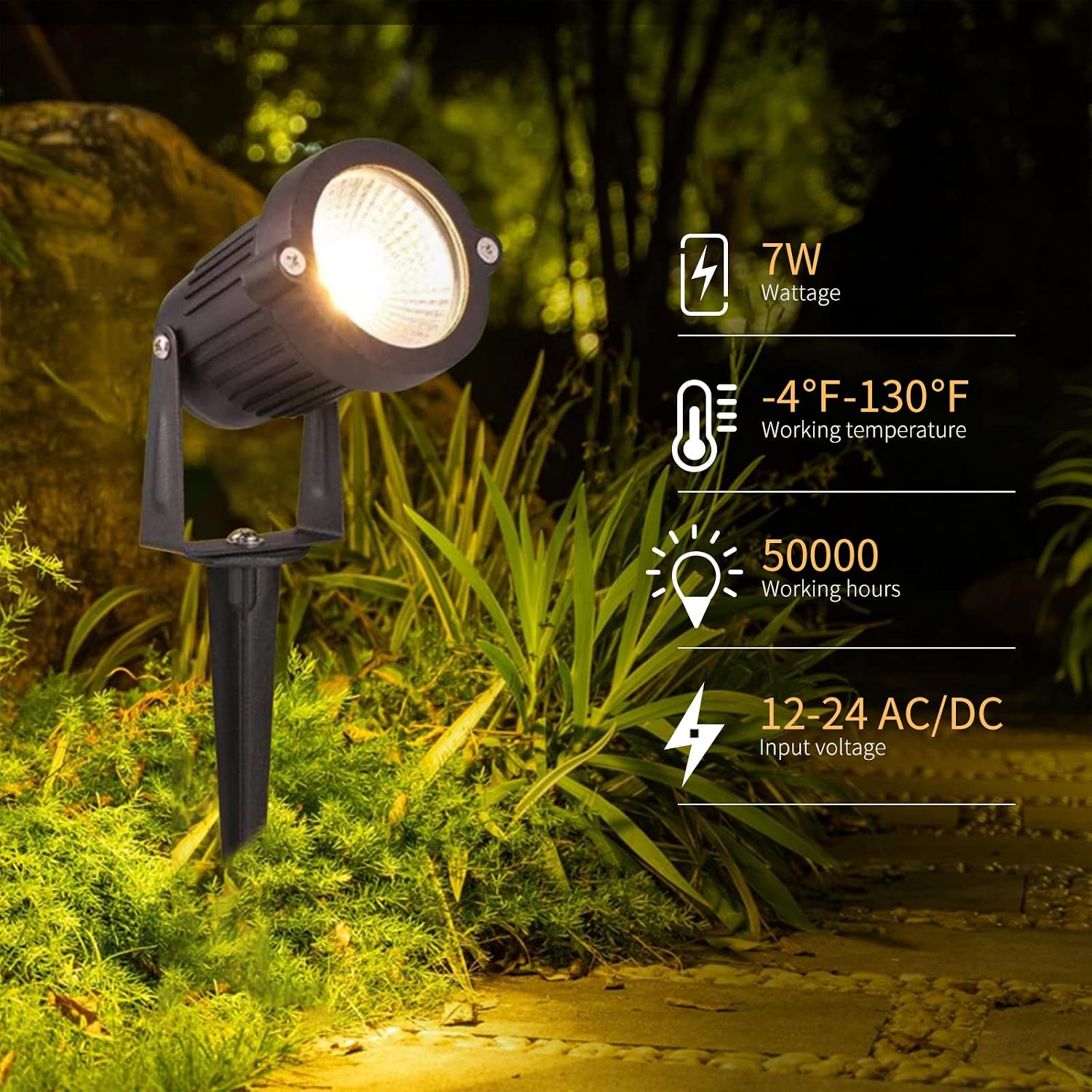 7W 12V/24V Low Voltage Landscape Spotlights 6 Pack