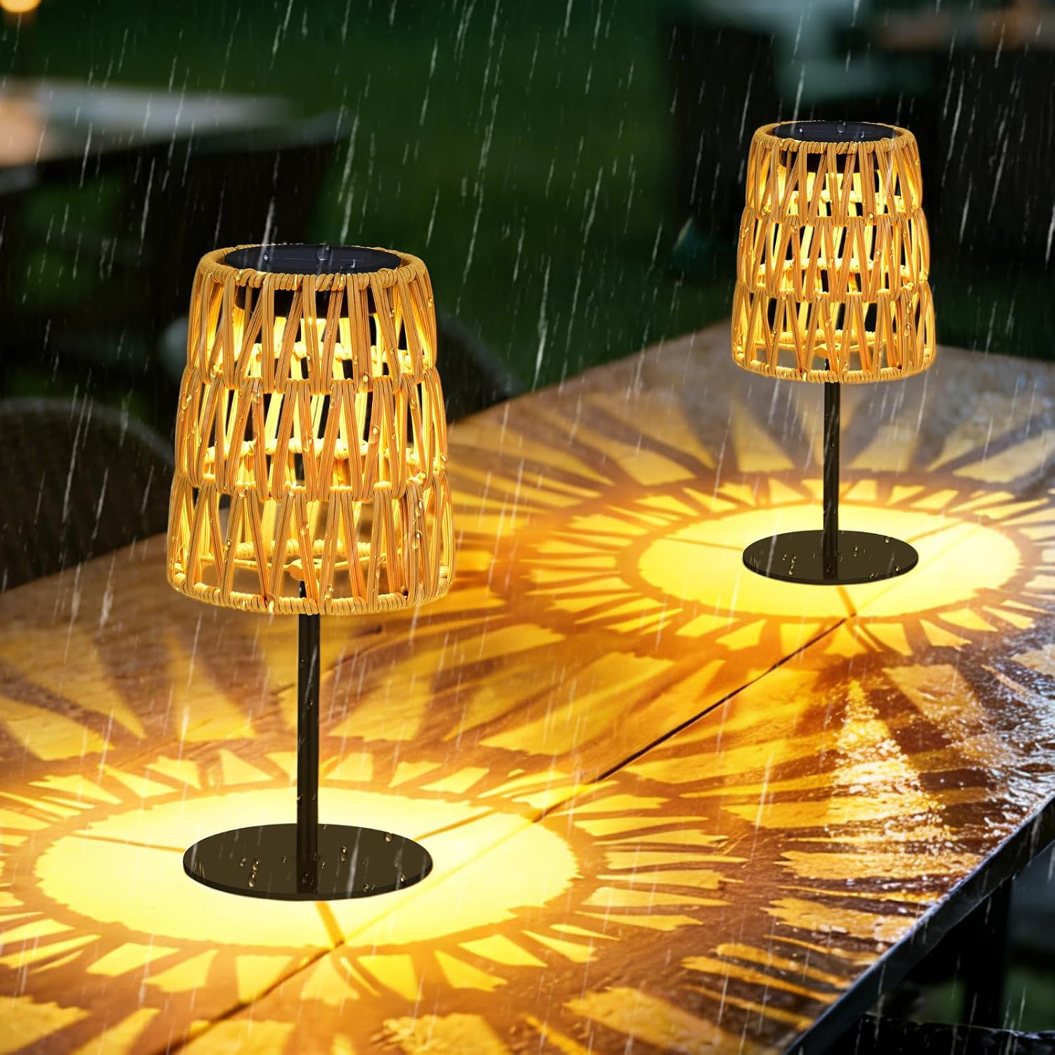 Rattan Solar Table Lamps (2 Pack)